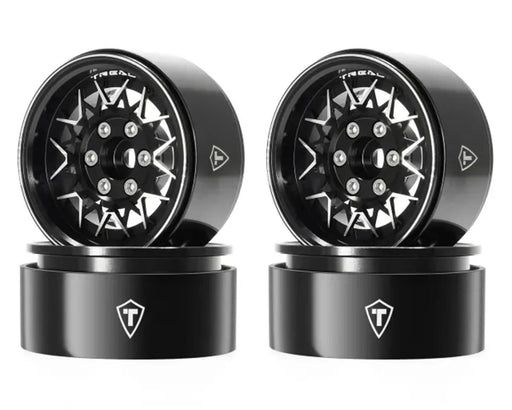 Treal Hobby (X004DV9AEZ) 1.9 Beadlock Wheels V-Spoke Black Beadlock Set of 4