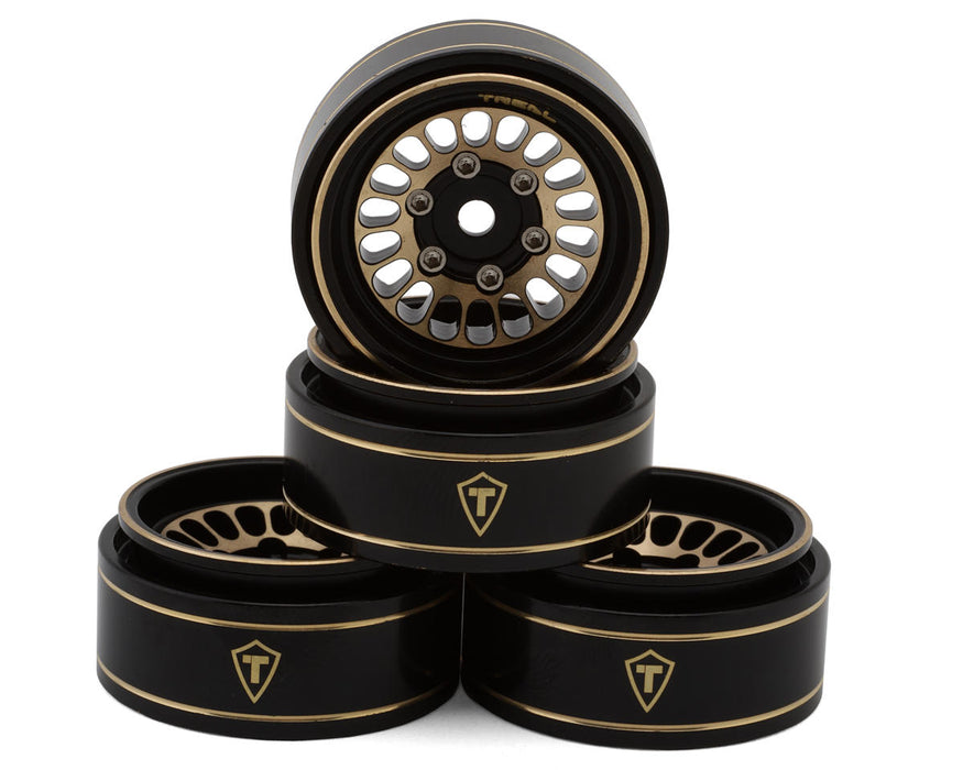 Treal Hobby (X004IO8O85) Black and Gold Type D 1.0" Brass Beadlock Crawler Wheels 40 gram 4 Pack