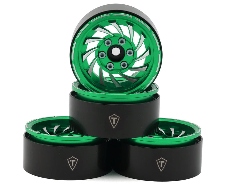 Treal Hobby (X004UDWH87) Green 1.9" Type L Aluminum Cyclone/Whirlwind Beadlock Wheels Set of 4