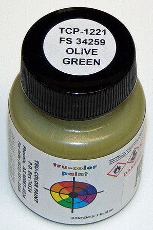Tru-Color 1221 FS34259 Olive Green 1oz Acrylic Model Paint