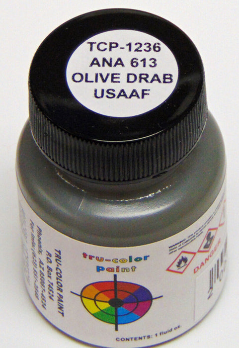 Tru-Color 1236 ANA 613 Olive Drab US Army Airforce WWII 1oz. Acrylic Model Paint