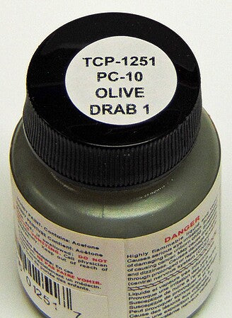 Tru-Color 1251 PC-10 Olive Drab Green #1 1oz. Acrylic Model Paint