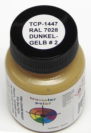 Tru-Color 1447 RAL 7028 Dunkelgelb #2 Dark Yellow Solvent Based Acrylic Paint 1oz