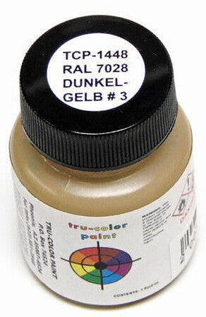 Tru-Color 1448 RAL 7028 Dunkelgelb #3 Dark Yellow Solvent Based Acrylic Paint 1oz