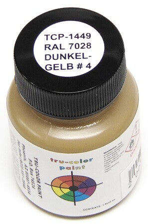 Tru-Color 1449 RAL 7028 Dunkelgelb #4 Dark Yellow Solvent Based Acrylic Paint 1oz