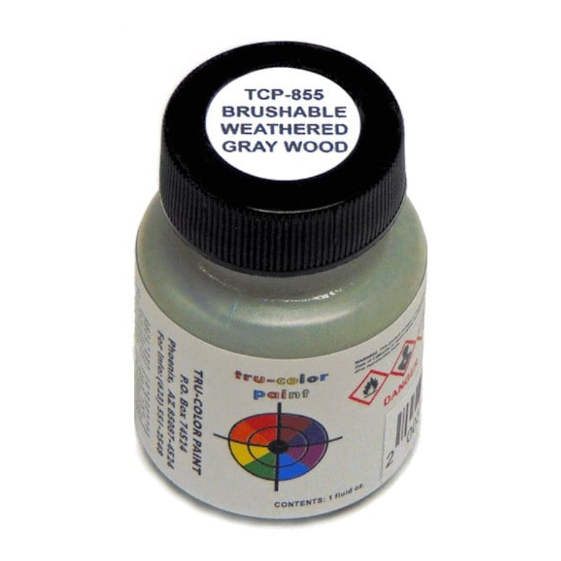 Tru-Color 855 Brushable Flat Weathered Gray Wood 1 oz. Acrylic Model Paint