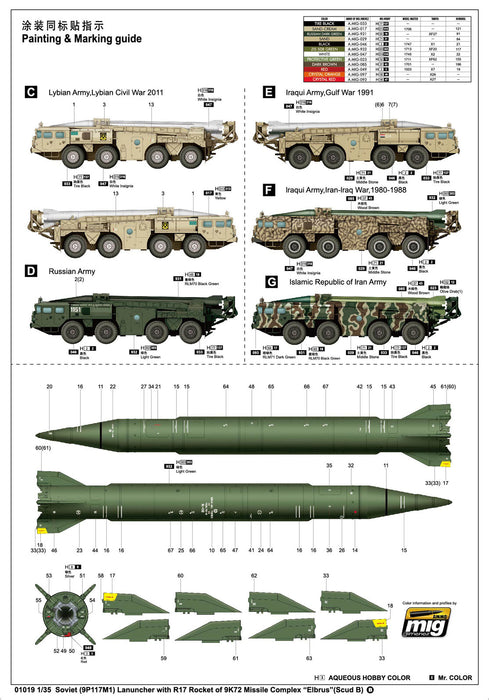 Trumpeter Scale Models 1019 1/35 Soviet 9P117M1 Launcher with R17 Rocket of 9K72 Missile Complex "Elbrus' (Scud B) Model Kit