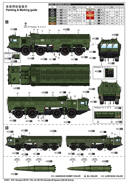 Trumpeter Scale Models 1051 1/35 Russian 9P78-1 TEL for 9K720 Iskander-M Rocket Launch System Model Kit