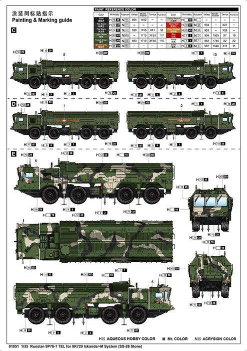 Trumpeter Scale Models 1051 1/35 Russian 9P78-1 TEL for 9K720 Iskander-M Rocket Launch System Model Kit