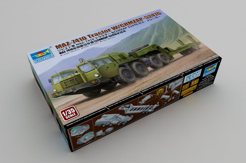 Trumpeter Scale Models 1056 1/35 MAZ-7410 Tractor W/CHMZAP-5247G Trailer Model Kit
