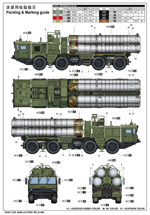 Trumpeter Scale Models 1057 1/35 Russian 40N6 of 51P6A TEL S400 Surface-to-Air Missile System Model Kit