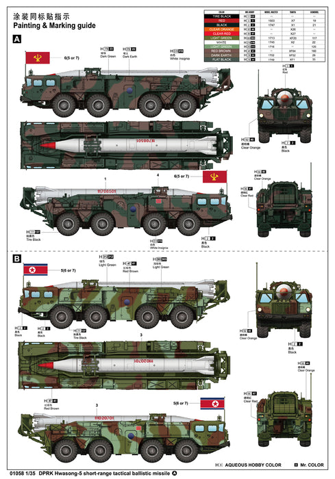 Trumpeter Scale Models 1058 1/35 North Korean DPRK Hwasong-5 Short