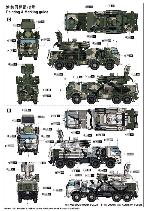 Trumpeter Scale Models 1060 1/35 Russian 72V6E4 Combat Vehicle of 96K6 Pantsir-S1 ADMGS Model Kit