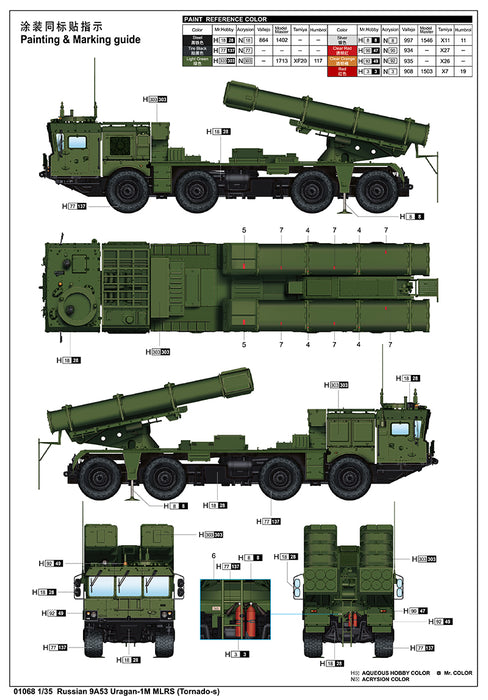 Trumpeter Scale Models 1068 1/35 Russian 9A53 Uragan-1M MLRS (Tornado-S) Model Kit