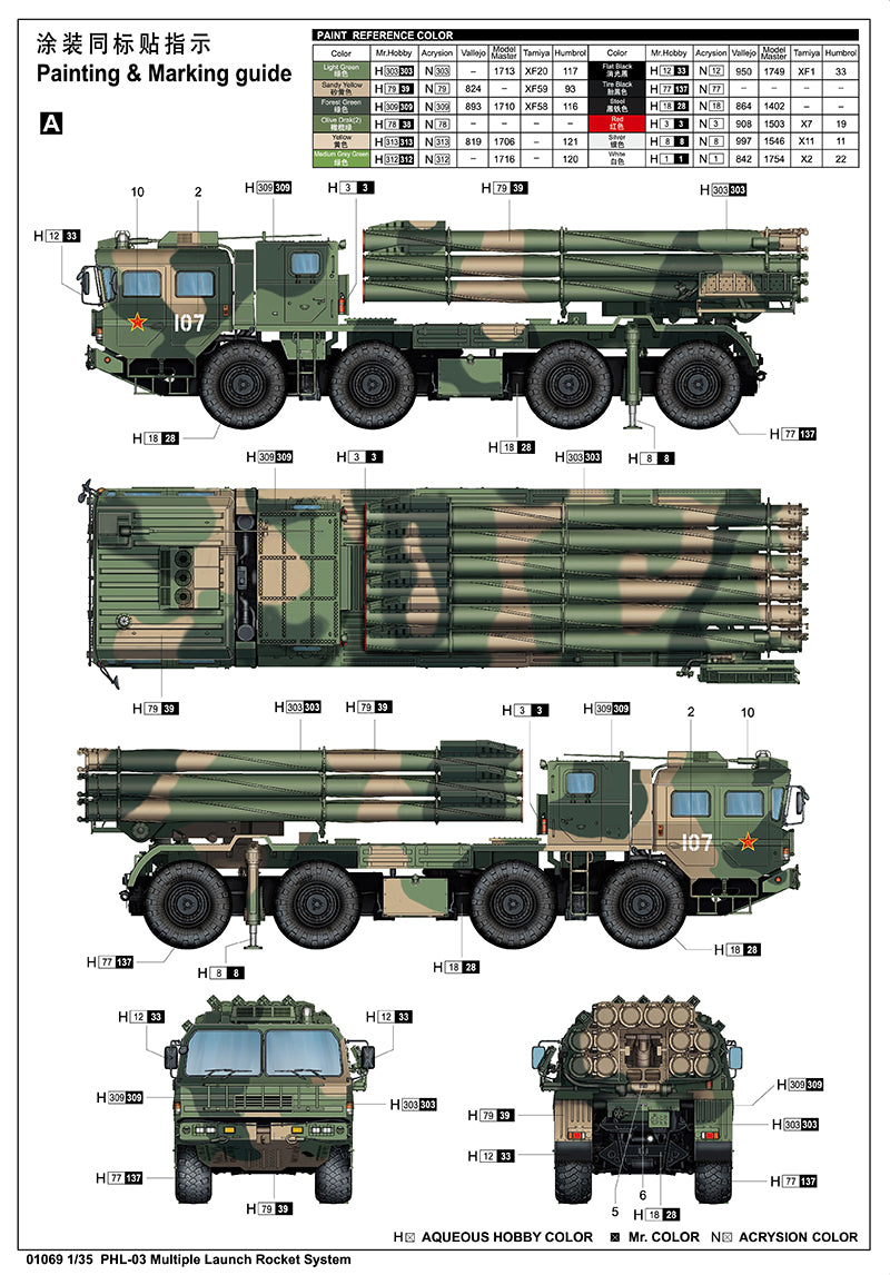 Trumpeter Scale Models 1069 1/35 PHL-03 Multiple Launch Rocket System Model Kit