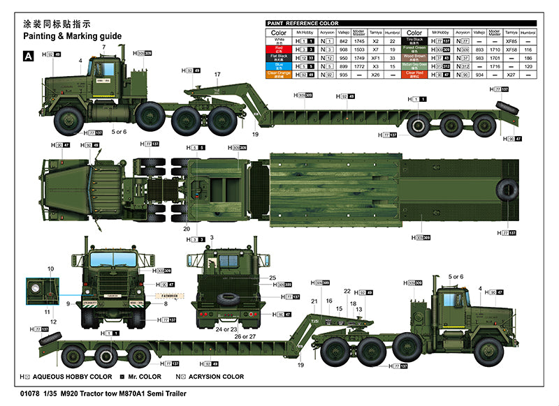 Trumpeter 01078 1/35 Mô Hình Đầu Kéo và Rờ mooc M920 Tractor Tow with M870A1 Semitrailer Trumpeter 01078 1/35 Mô Hình Đầu Kéo và Rờ mooc M920 Tractor Tow with M870A1 Semitrailer