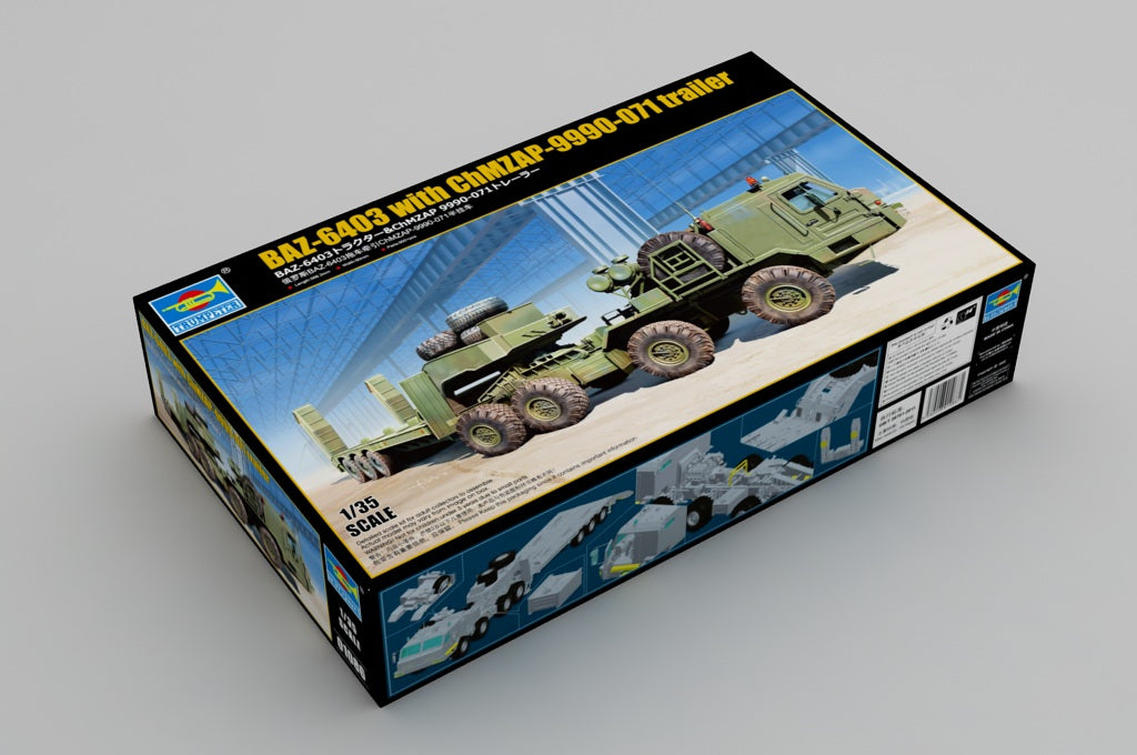 Trumpeter Scale Models 1086 1/35 BAZ6403 Tank Transporter with Semi Trailer Model Kit