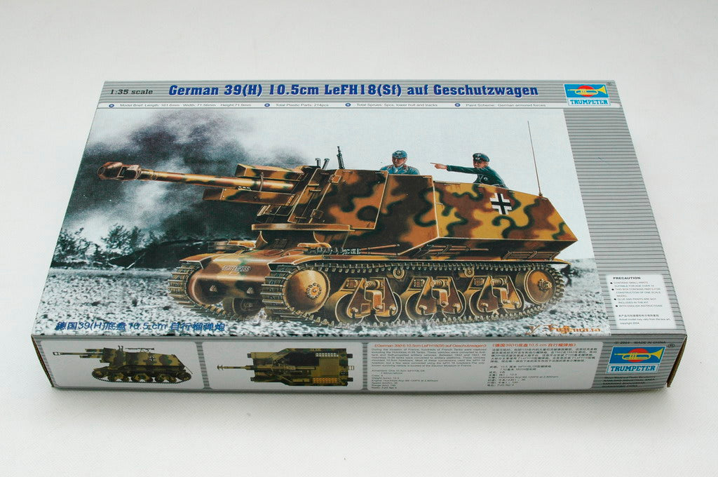 Trumpeter Scale Models 353 1/35 German 39(H) Tank with 105mm LeFH-18 Gun Model Tank Kit