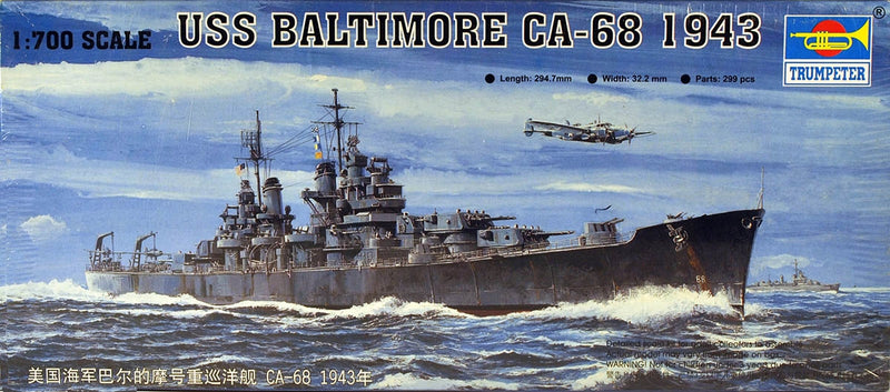 Trumpeter Scale Models 5724 1/700 USS Baltimore CA68 Heavy Cruiser 1943 Model Ship Kit