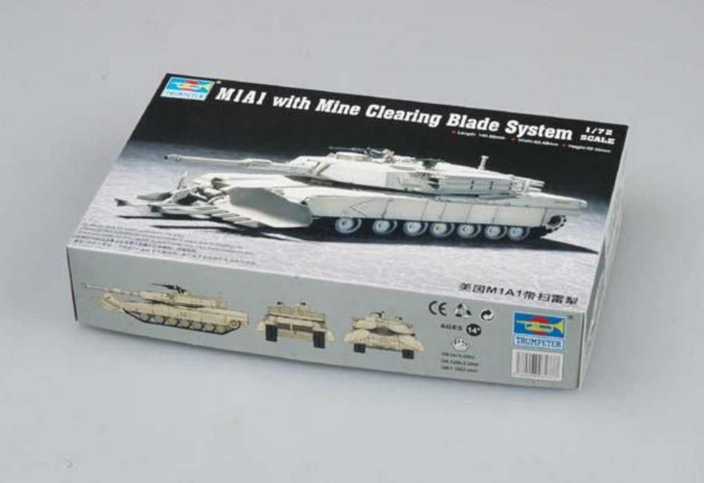 Trumpeter Scale Models 7277 1/72 US M1A1 Abrams with Mine Clearing Blade Model Kit