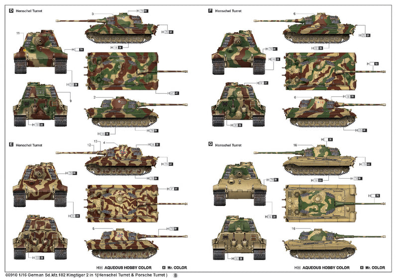 Trumpeter Scale Models 910 1/16 German Sd.Kfz.182 King Tiger with Henschel Turret & Porsche Turret 2 in 1 Model Kit
