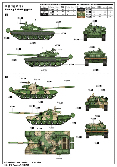 Trumpeter Scale Models 924 1/16 Russian T-72B Mod 1985 Tank Model Kit