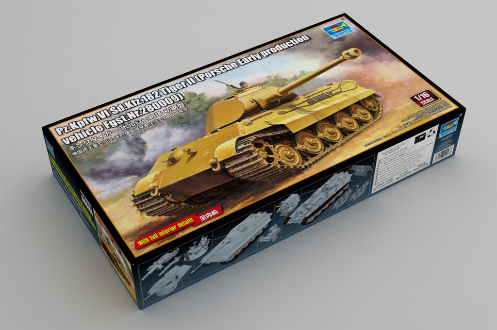 Trumpeter Scale Models 948 1/16 German Pz.Kpfw.VI Sd.Kfz.182 Tiger II Porsche Early Prod. with Full Interior Model Tank Kit