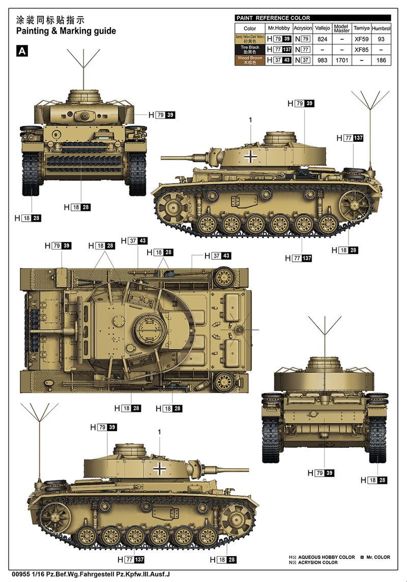 Trumpeter Scale Models 955 1/16 Panzer III Ausf. J Model Kit