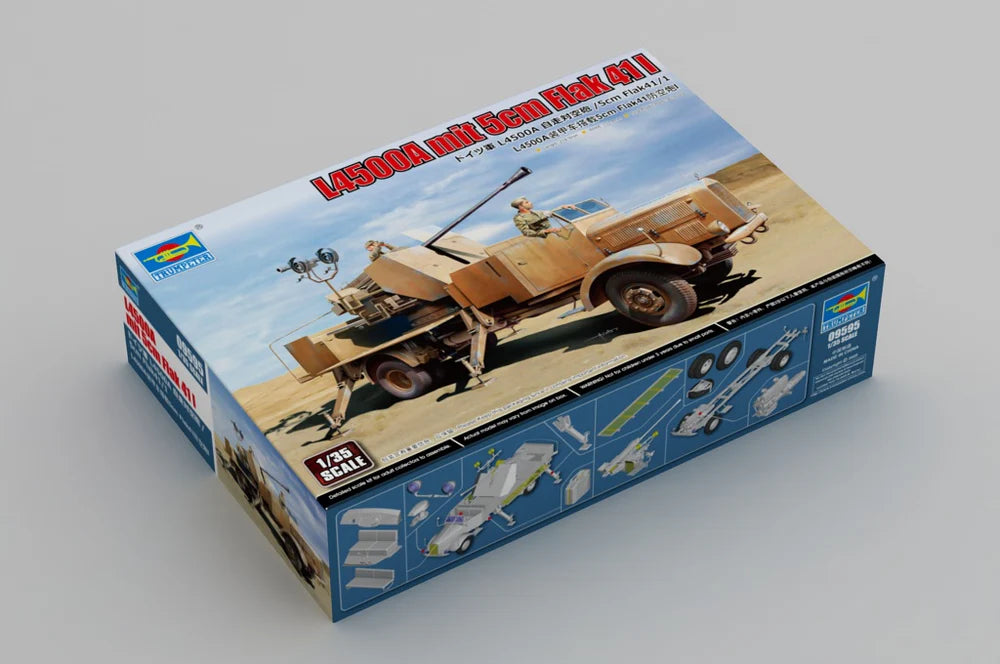 Trumpeter Scale Models 9595 1/35 L4500A Military Truck with 5cm Flak Model Kit