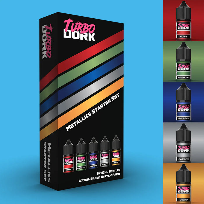 Turbo Dork 25885 Metallics Starter Acrylic Paint Set (5 Colors) 22ml Bottles