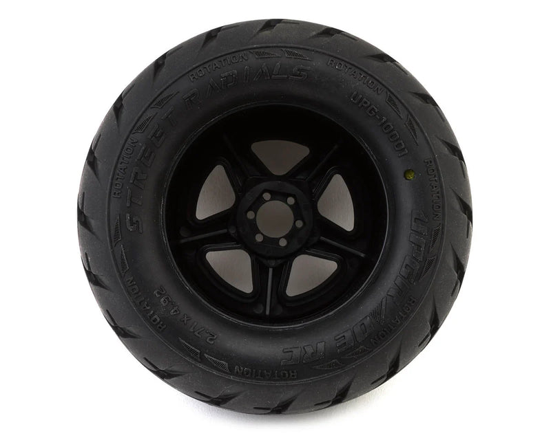 UpGrade RC 10001 Street Radials 2.8" Pre-Mounted On-Road Tires with 5-Star Wheels (2 Pack)