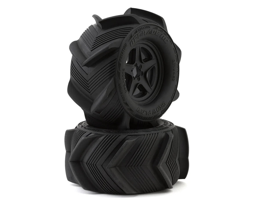 UpGrade RC 10002 Snow Plow 2.8" Pre-Mounted Sand/Snow Tires with 5-Star Wheels (2 Pack)