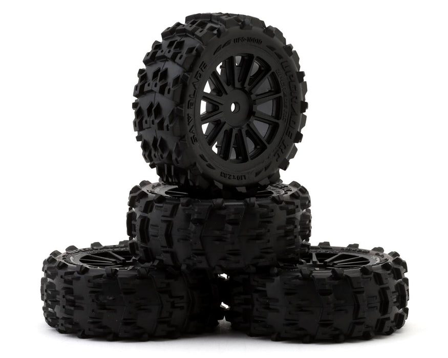 UpGrade RC 10010 Saw Blade Pre-Mounted Tires for ARRMA® Typhon Grom™ (4 Pack)