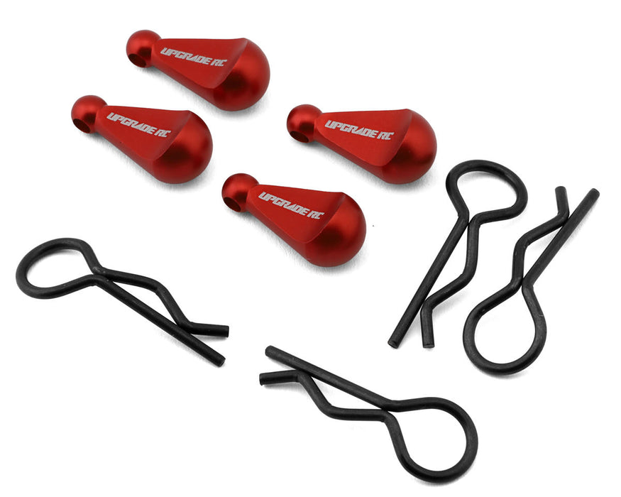 UpGrade RC 13004 Red 1/8 Body Clips with Aluminum Pull Handles (4 Pack)