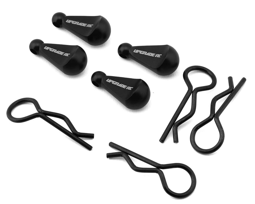 UpGrade RC 13005 Black 1/8 Body Clips with Aluminum Pull Handles (4 Pack)