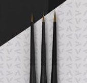Vallejo 1990 Pro Modeler Definition Round Natural Hair Brush Set: 4/0 3/0, 2/0