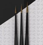 Vallejo 1991 Pro Modeler Design Round Natural Hair Brush Set: 0, 1, 2