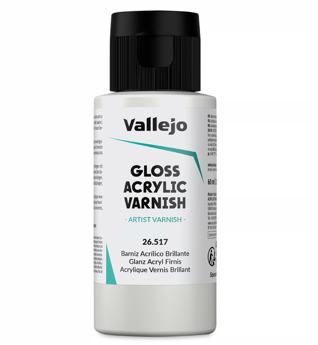 Vallejo 26.517 Acrylic Resin Permanent Gloss Varnish 60ml Bottle