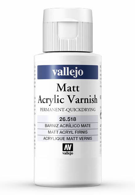 Vallejo 26.518 Acrylic Resin Permanent Matte Varnish 60ml Bottle