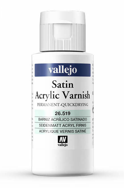 Vallejo 26.519 Acrylic Resin Permanent Satin Varnish 60ml Bottle
