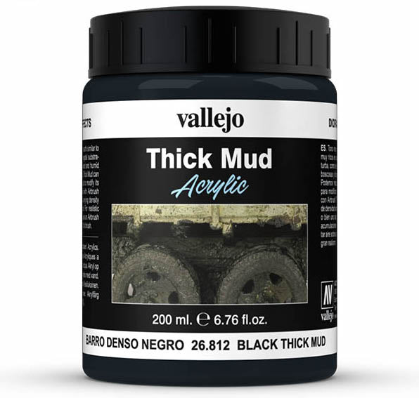 Vallejo 26.812 Black Thick Mud Weathering Diorama Effect 200ml Bottle