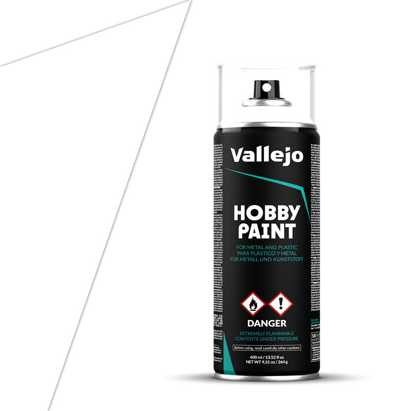 Vallejo 28.010 White Solvent-Based Acrylic Primer 400ml Spray