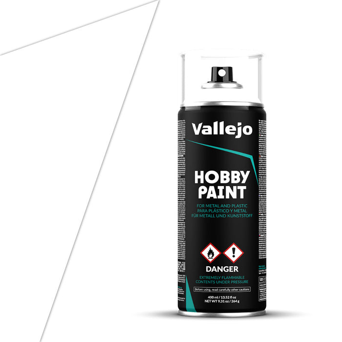Vallejo 28.010 White Solvent-Based Acrylic Primer 400ml Spray