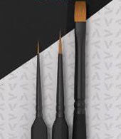 Vallejo 3990 Starter Synthetic Brush Set: Precision Round 3/0 & 1, Effects Flat 4