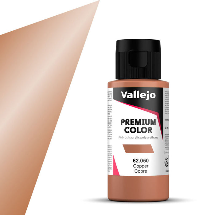 Vallejo 62.050 Premium Airbrush Color Metallic Copper 60ml Bottle
