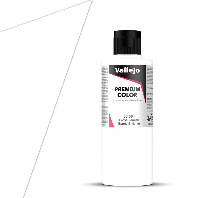 Vallejo 63.064 Premium Airbrush Color Gloss Varnish 200ml Bottle