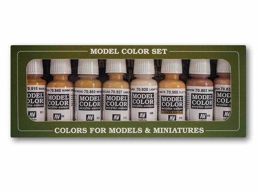 Vallejo 70.124 Model Color Acrylic 8 Color Paint Set - Face and Skin Tones