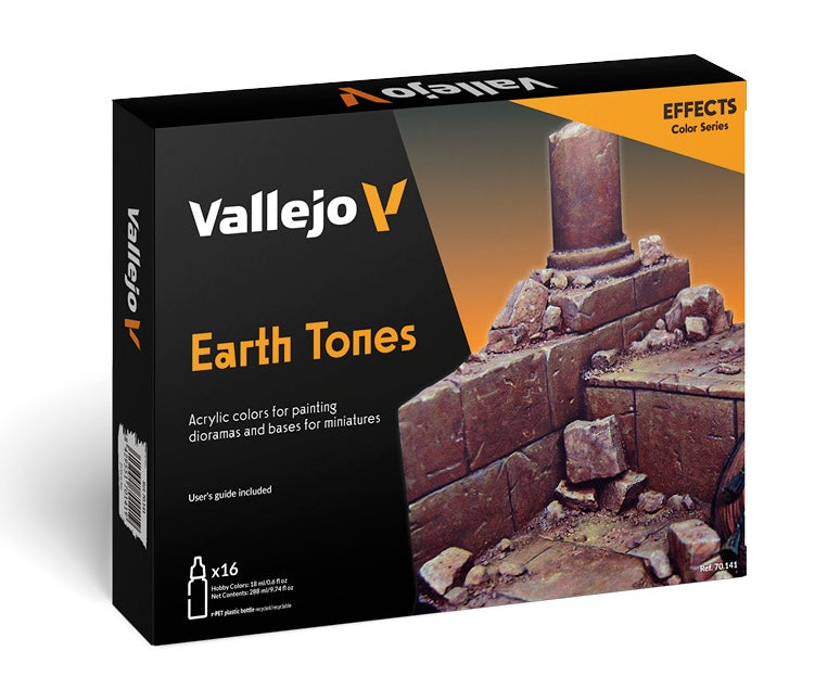 Vallejo 70.141 Model Color Acrylic 16 Color Paint Set - Earth Tones