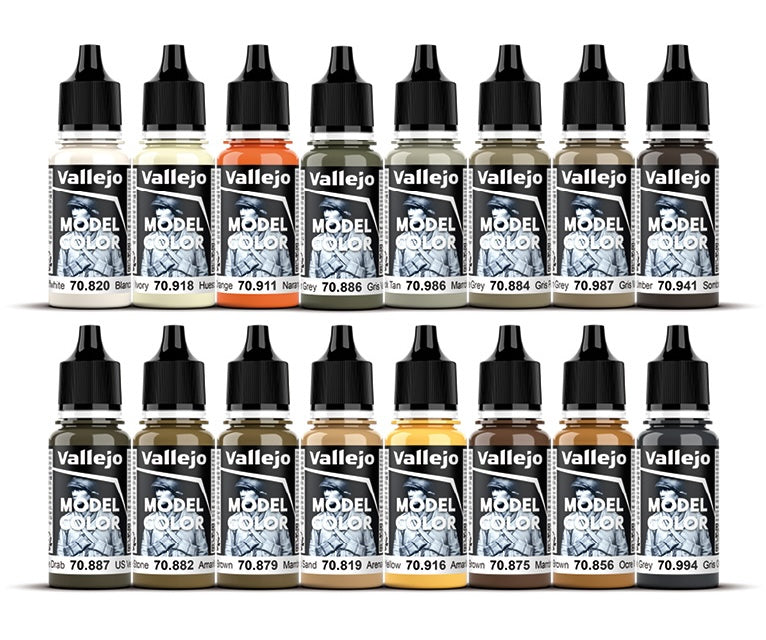 Vallejo 70.141 Model Color Acrylic 16 Color Paint Set - Earth Tones