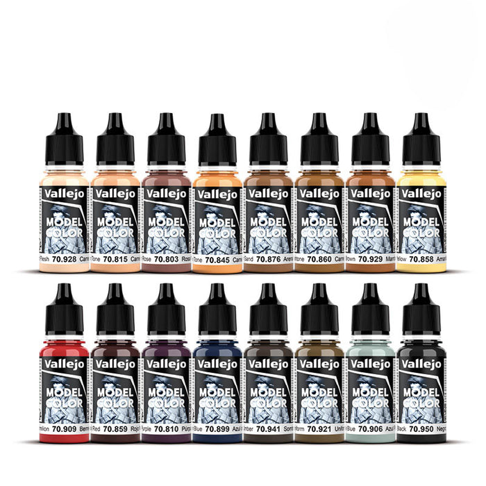 Vallejo 70.258 Model Color Face & Skin Tones 16 Color Acrylic Paint Set